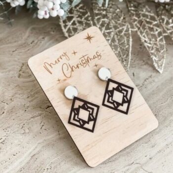 Intra απο ξύλο plywood 3mm-4mm πάχος - Πρότυπο σκουλαρίκια πτώσης Δίασταση 3x3 cm Intraeaxys-67wl5981 - Image 1