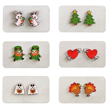 Intra απο ξύλο plywood 3mm-4mm πάχος - Γιορτινό Σκουλαρίκι Δίασταση 3x3 cm Intraeaxys-joed2l81 - Image 1