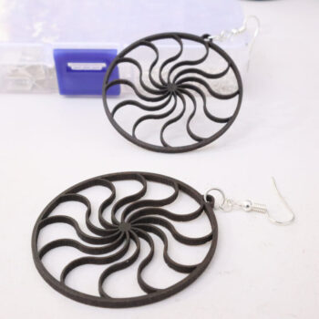 Intra απο ξύλο plywood 3mm-4mm πάχος - Μεγάλα κυκλικά σκουλαρίκια Δίασταση 3x3 cm Intraeaxys-51rrn2d1 - Image 2