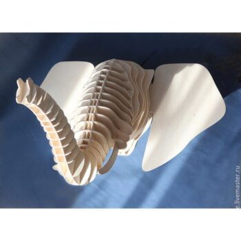 Intra απο ξύλο plywood 3mm-4mm πάχος - Αρχείο 3D Puzzle DWG Elephant Head Δίασταση 30x30 cm Intraeaxys-eoxq4j1z - Image 1