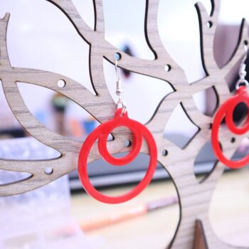 Intra απο ξύλο plywood 3mm-4mm πάχος - Στρογγυλά σκουλαρίκια Δίασταση 3x3 cm Intraeaxys-d1lvp06o - Image 9