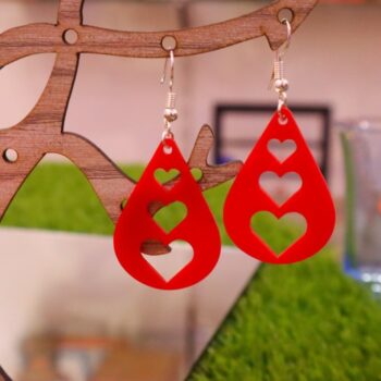 Intra απο ξύλο plywood 3mm-4mm πάχος - Σκουλαρίκια Dangle Heart Δίασταση 3x3 cm Intraeaxys-075yq2mo - Image 6