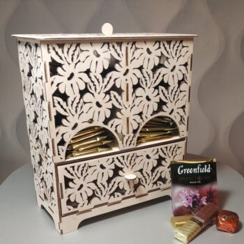 Intra απο ξύλο plywood 3mm-4mm πάχος - τσαγιού με συρτάρι Δίασταση 30x30 cm Intraeaxys-qommg9po - Image 1