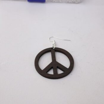 Intra απο ξύλο plywood 3mm-4mm πάχος - Σκουλαρίκια με σημάδι ειρήνης Δίασταση 3x3 cm Intraeaxys-075yqwko - Image 2