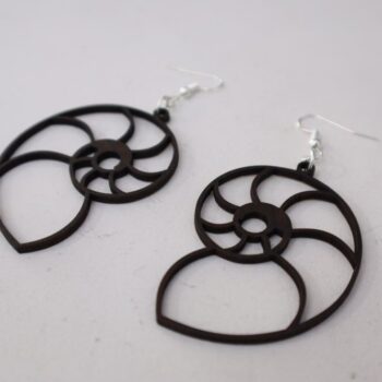 Intra απο ξύλο plywood 3mm-4mm πάχος - Σκουλαρίκια Nautilus Drop Δίασταση 3x3 cm Intraeaxys-yon09lp7 - Image 4