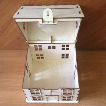 Intra απο ξύλο plywood 3mm-4mm πάχος - Κουμπαράς σε σχήμα Ξύλινου Σπίτι Δίασταση 40x50 cm Intraeaxys-91jd2ng1 - Image 7