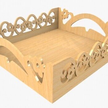 Intra απο ξύλο plywood 3mm-4mm πάχος - ting Floral δίσκος σερβιρίσματος Αρχείο DWG Δίασταση 30x30 cm Intraeaxys-0754q8oz - Image 1