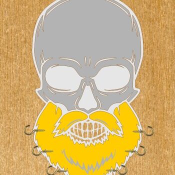 Intra απο ξύλο plywood 3mm-4mm πάχος - Κρανίο με Κρεμάστρα τοίχου γενειάδας Δίασταση 30x30 cm Intraeaxys-r7vm6ek7 - Image 1