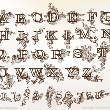 Intra απο ξύλο plywood 3mm-4mm πάχος - Μπαρόκ Floral γράμματα Δίασταση 30x30 cm Intraeaxys-lopqpqx7 - Image 1