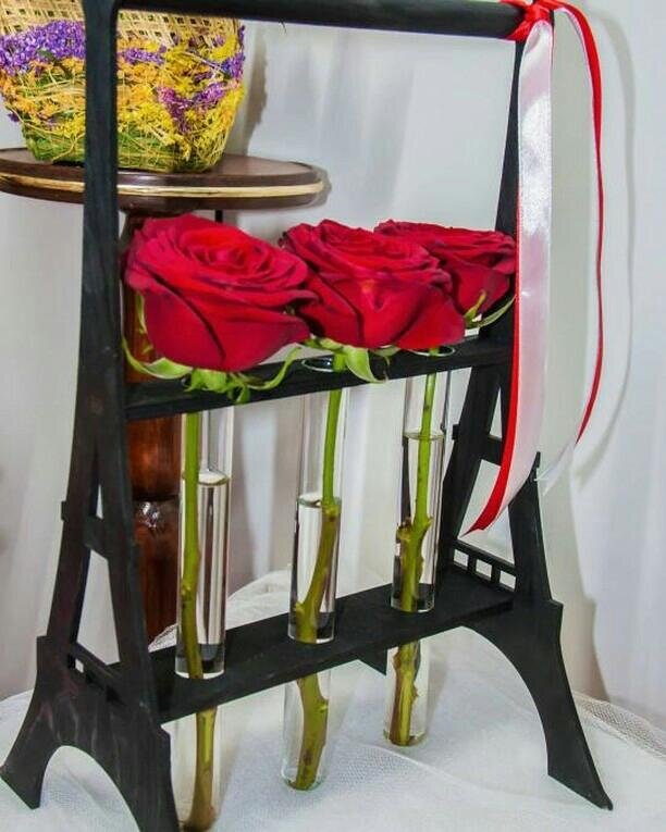 Intra απο ξύλο plywood 3mm-4mm πάχος - Φιάλη Πύργου του Άιφελ για λουλούδια Δίασταση 30x30 cm Intraeaxys-qomm2kpo