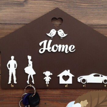 Intra απο ξύλο plywood 3mm-4mm πάχος - Ξύλινη κλειδοθήκη Προσωποποιημένη Κρεμάστρα σε σχήμα σπιτιού Δίασταση 30x30 cm Intraeaxys-ro6y0267 - Image 1