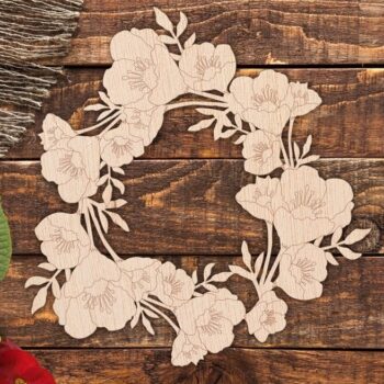 Intra απο ξύλο plywood 3mm-4mm πάχος - Χαράξτε Floral στεφάνι Δίασταση 30x30 cm Intraeaxys-zo9yx5y7 - Image 1