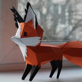 Intra απο ξύλο plywood 3mm-4mm πάχος - Αρχείο PDF προτύπου Papercraft 3D Fox 300mm A4 Pepakura Δίασταση 30x30 cm Intraeaxys-lopyy3ow - Image 1