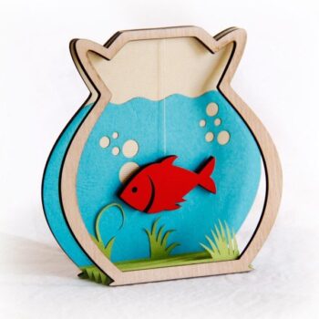 Intra απο ξύλο plywood 3mm-4mm πάχος - Ψάρια στην Τράπεζα Δίασταση 30x30 cm Intraeaxys-51rnyd76 - Image 1