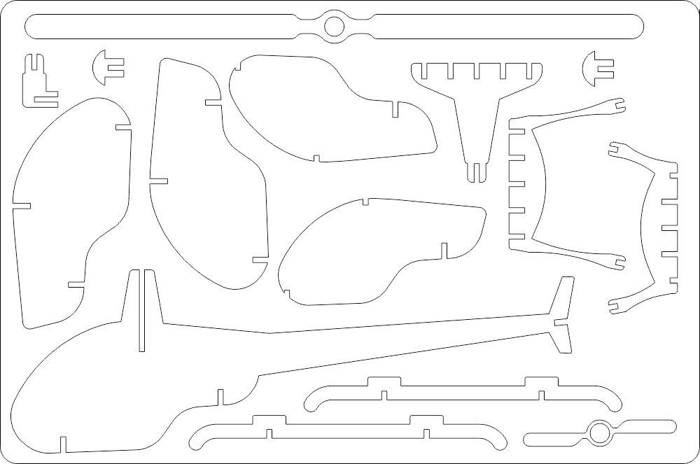 Intra απο ξύλο plywood 3mm-4mm πάχος - Ελικόπτερο 3D Δίασταση 30x30 cm Intraeaxys-yonj521r