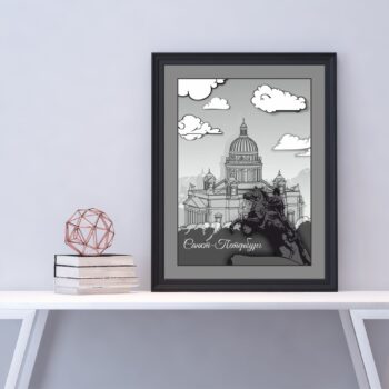 Intra απο ξύλο plywood 3mm-4mm πάχος - Engrave The Bronze Horseman Art Δίασταση 30x30 cm Intraeaxys-yon0y0k7 - Image 1