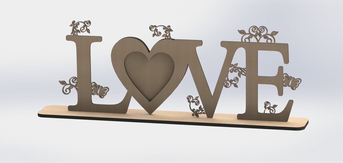Intra απο ξύλο plywood 3mm-4mm πάχος - Love 3D Decoration Puzzle CNC σχέδια Δίασταση 10x10 cm Intraeaxys-6o3d037n