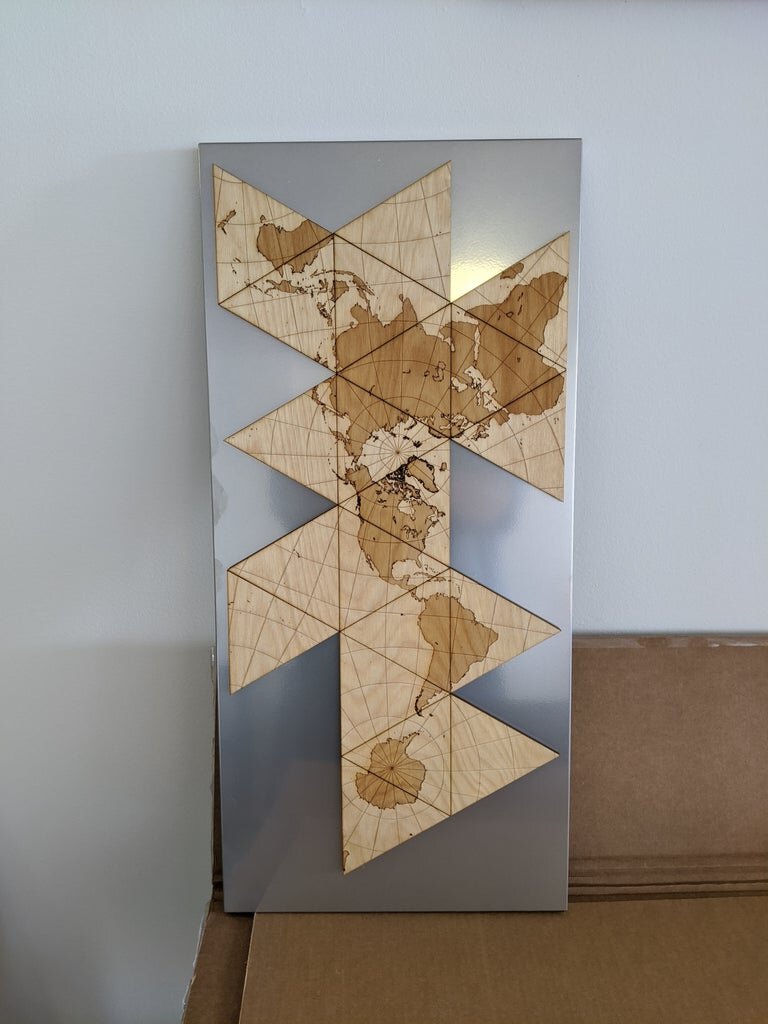Intra απο ξύλο plywood 3mm-4mm πάχος - Dymaxion Map Wall Art Δίασταση 30x30 cm Intraeaxys-zo9y9vx7