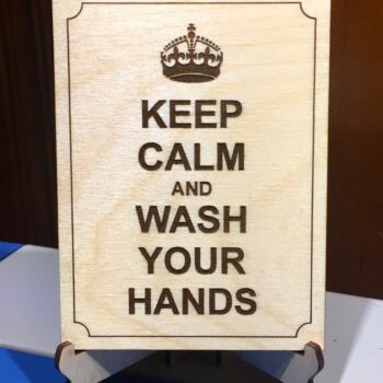 Intra απο ξύλο plywood 3mm-4mm πάχος - Πλαίσιο χαρακτικής Keep Calm And Wash Hands Δίασταση 30x30 cm Intraeaxys-pok3l0d7 - Image 1