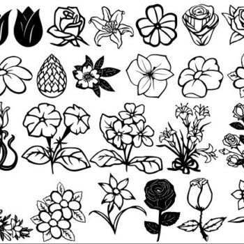 Intra απο ξύλο plywood 3mm-4mm πάχος - Διανύσματα λουλουδιών και τριαντάφυλλων Δίασταση 30x30 cm Intraeaxys-m1dp3d1k - Image 1