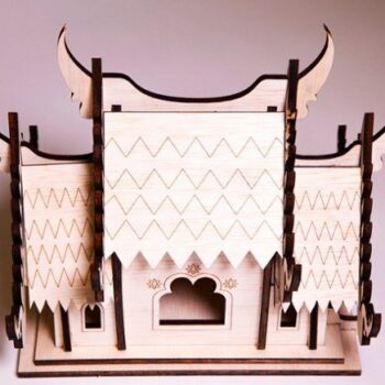 Intra απο ξύλο plywood 3mm-4mm πάχος - Κινεζική παγόδα Δίασταση 30x30 cm Intraeaxys-eo0ezw1g - Image 1