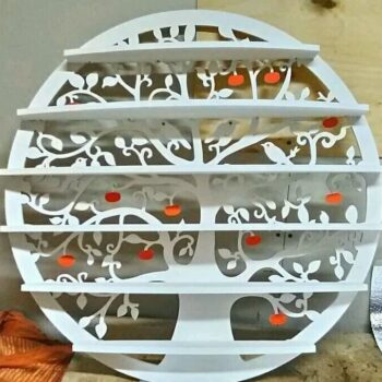 Intra απο ξύλο plywood 3mm-4mm πάχος - Δέντρο και πουλιά ραφιών στρογγυλού τοίχου Δίασταση 30x30 cm Intraeaxys-eo0qpn91 - Image 1