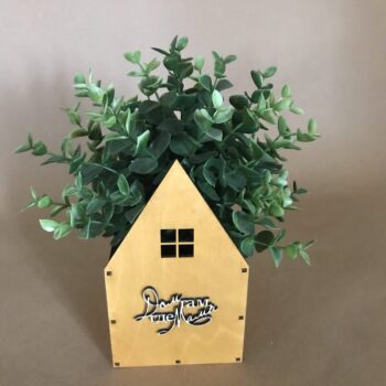 Intra απο ξύλο plywood 3mm-4mm πάχος - Κουτί λουλουδιών σε σχήμα σπιτιού Δίασταση 30x30 cm Intraeaxys-ro6y38n7 - Image 1