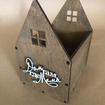 Intra απο ξύλο plywood 3mm-4mm πάχος - Κουτί λουλουδιών σε σχήμα σπιτιού Δίασταση 30x30 cm Intraeaxys-ro6y38n7 - Image 3