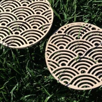 Intra απο ξύλο plywood 3mm-4mm πάχος - Ξύλινο Trivet Seigaiha Δίασταση 30x30 cm Intraeaxys-6o32lr1n - Image 1