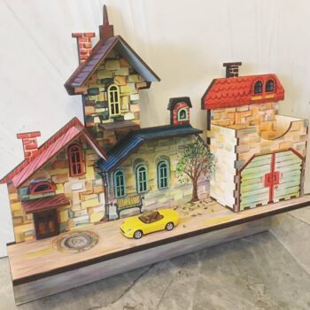 Intra απο ξύλο plywood 3mm-4mm πάχος - Ράφι σε σχήμα σπιτιού Δίασταση 30x30 cm Intraeaxys-51rrx401 - Image 1