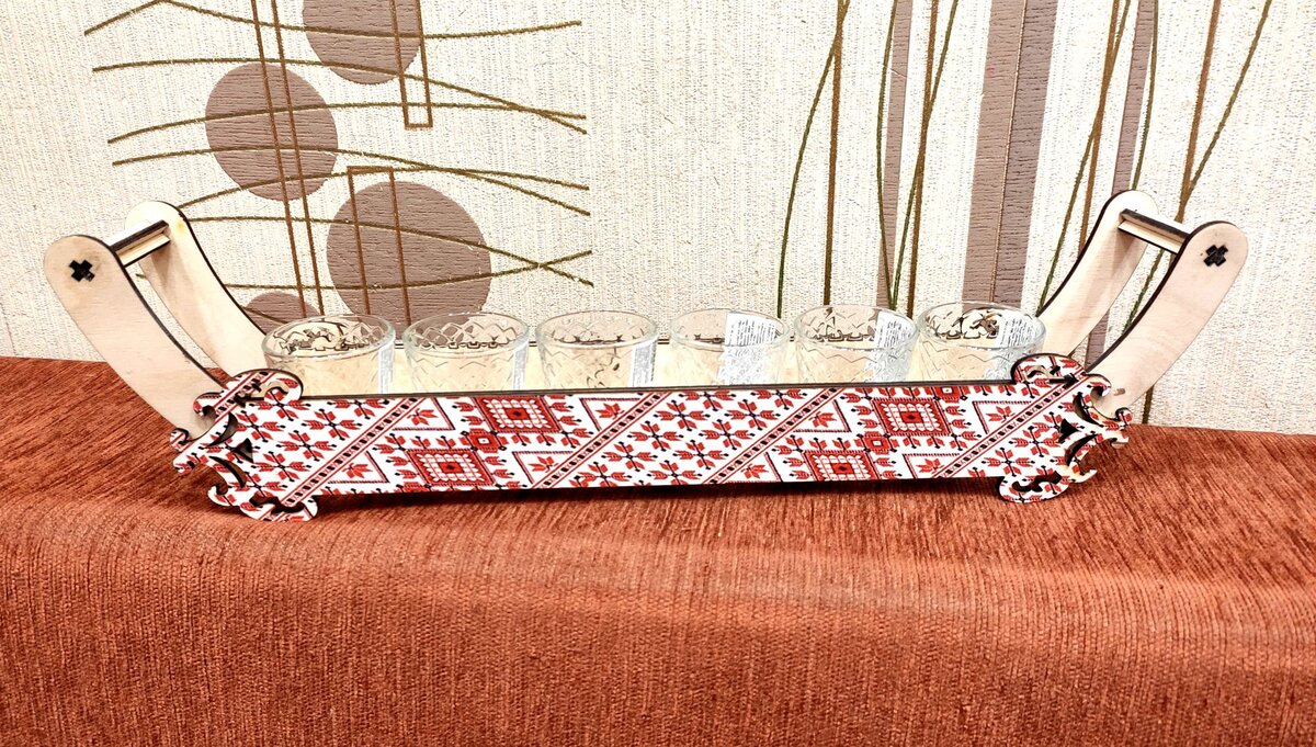 Intra απο ξύλο plywood 3mm-4mm πάχος - Διακοσμητικό Ξύλινο σταντ με 6 γυάλινη βάση Δίασταση 30x30 cm Intraeaxys-lopqvj37