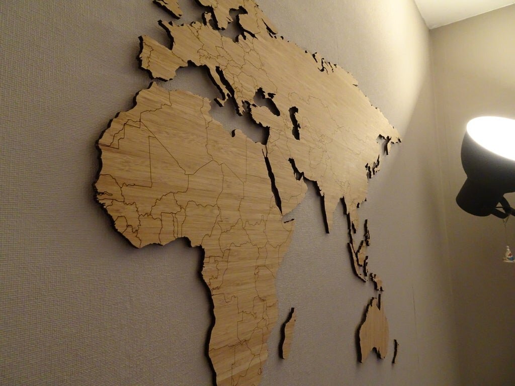 Intra απο ξύλο plywood 3mm-4mm πάχος - Αρχείο PDF World Map Bamboo 1850x750mm Δίασταση 30x30 cm Intraeaxys-eo208z37
