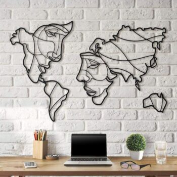Intra απο ξύλο plywood 3mm-4mm πάχος - Faces Of The World Map Wall Art Δίασταση 30x30 cm Intraeaxys-p7ymexr7 - Image 3