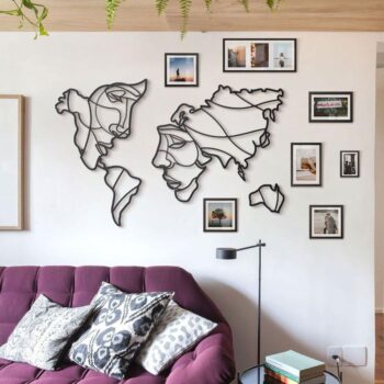 Intra απο ξύλο plywood 3mm-4mm πάχος - Faces Of The World Map Wall Art Δίασταση 30x30 cm Intraeaxys-p7ymexr7 - Image 4