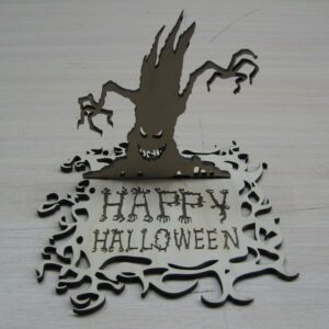Intra απο ξύλο plywood 3mm-4mm πάχος - Happy Halloween μόνιμη διακόσμηση Ξύλινη επιγραφή Δίασταση 30x30 cm Intraeaxys-eo20wz67