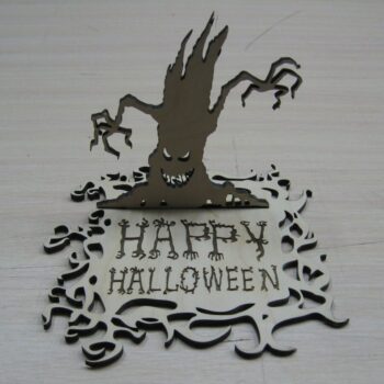 Intra απο ξύλο plywood 3mm-4mm πάχος - Happy Halloween μόνιμη διακόσμηση Ξύλινη επιγραφή Δίασταση 30x30 cm Intraeaxys-eo20wz67 - Image 1