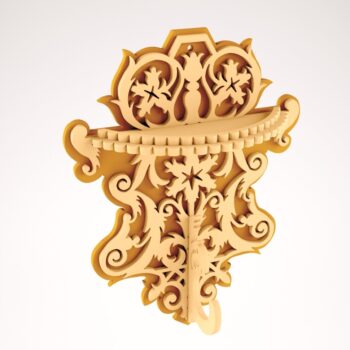 Intra απο ξύλο plywood 3mm-4mm πάχος - Διακοσμητικό ράφι τοίχου με γάντζους Δίασταση 30x30 cm Intraeaxys-r7vn451d - Image 1