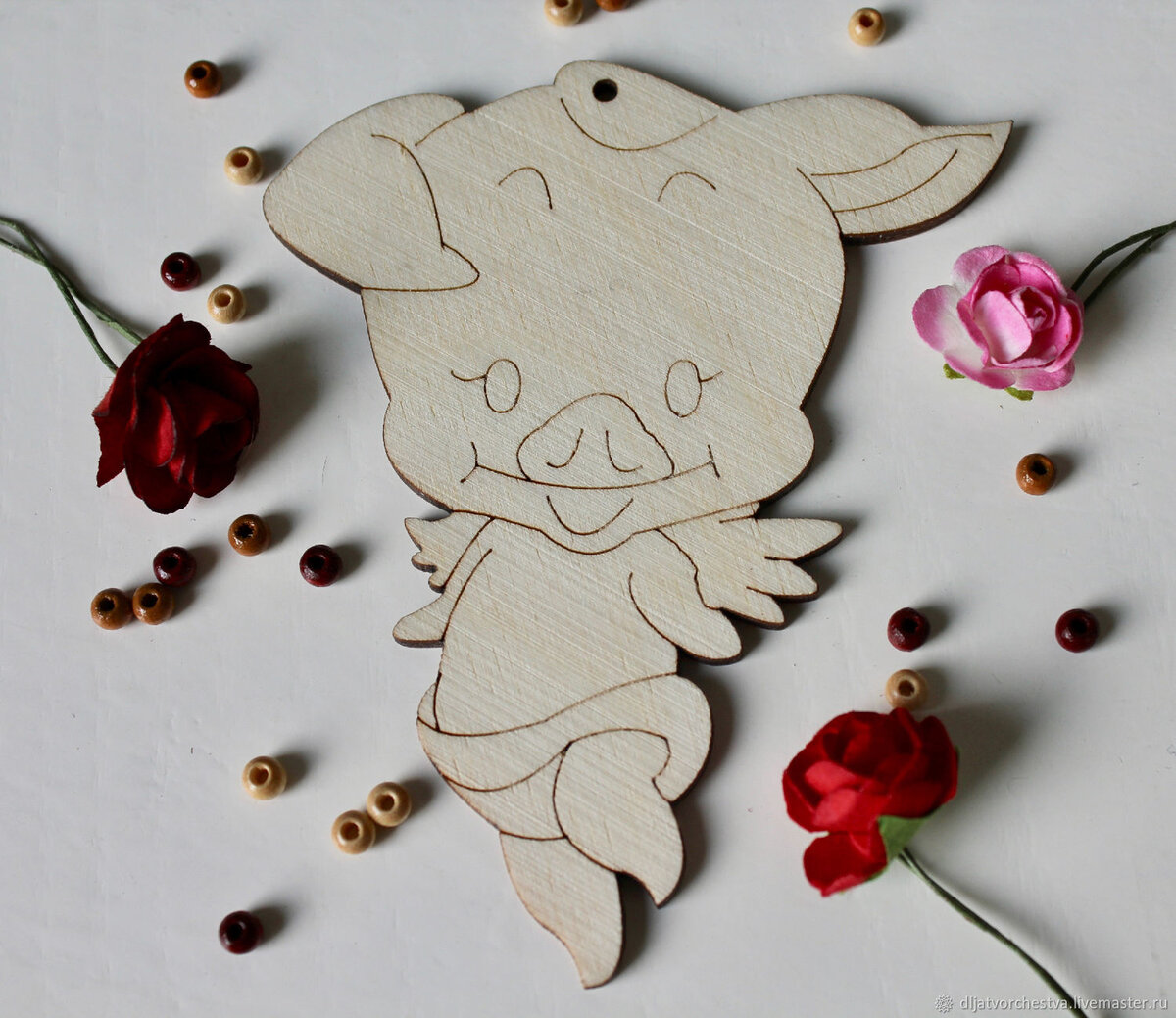 Intra απο ξύλο plywood 3mm-4mm πάχος - Свинка-ангел Δίασταση 30x30 cm Intraeaxys-eo0ykg7g