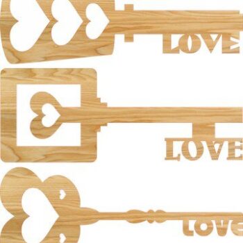 Intra απο ξύλο plywood 3mm-4mm πάχος - Κλειδιά αγάπης καρδιάς Δίασταση 30x30 cm Intraeaxys-lopwkk7w - Image 1