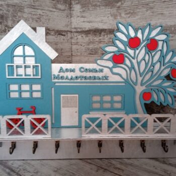 Intra απο ξύλο plywood 3mm-4mm πάχος - Διακοσμητική κλειδοθήκη τοίχου Δίασταση 30x30 cm Intraeaxys-r1z2w5w1 - Image 3