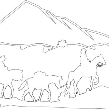 Intra απο ξύλο plywood 3mm-4mm πάχος - Άλογα και βουνά Δίασταση 30x30 cm Intraeaxys-pokpj91j - Image 1