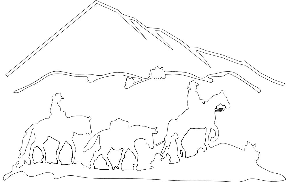 Intra απο ξύλο plywood 3mm-4mm πάχος - Άλογα και βουνά Δίασταση 30x30 cm Intraeaxys-pokpj91j