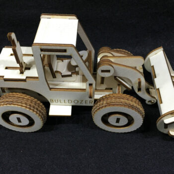 Intra απο ξύλο plywood 3mm-4mm πάχος - Σετ παζλ Μπουλντόζας Ξύλινο τρισδιάστατο μοντέλο Δίασταση 30x30 cm Intraeaxys-pokzzjoj - Image 1