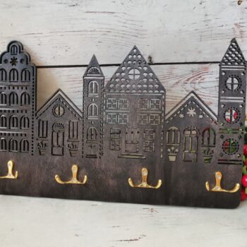 Intra απο ξύλο plywood 3mm-4mm πάχος - Κλειδοθήκη σε σχήμα σπιτιού Δίασταση 30x30 cm Intraeaxys-r7vmgl27 - Image 1