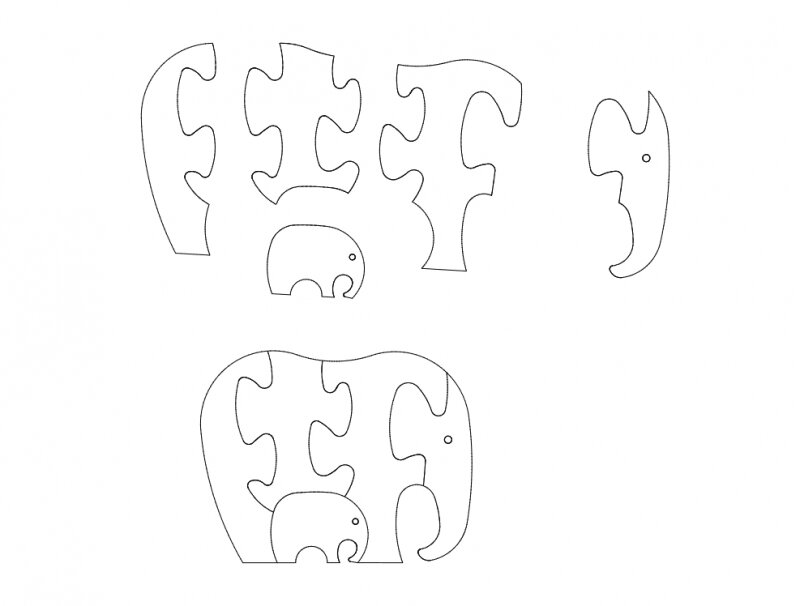 Intra απο ξύλο plywood 3mm-4mm πάχος - słoń (Ελέφαντες παζλ) Δίασταση 30x30 cm Intraeaxys-51r453o6