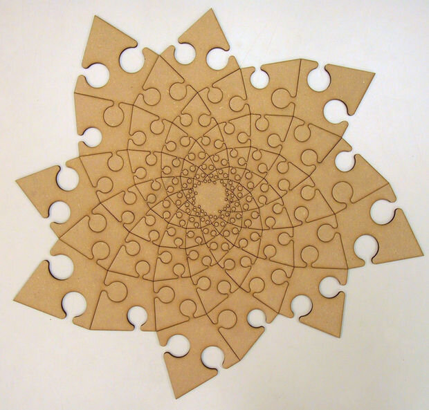 Intra απο ξύλο plywood 3mm-4mm πάχος - Fibonacci Spiral Jigsaw Puzzle πολύ βαθύ Δίασταση 30x30 cm Intraeaxys-91j0mp7m