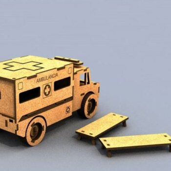 Intra απο ξύλο plywood 3mm-4mm πάχος - τρισδιάστατο παζλ ασθενοφόρο Δίασταση 30x30 cm Intraeaxys-eo408y1j - Image 1