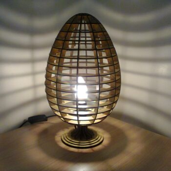 Intra απο ξύλο plywood 3mm-4mm πάχος - Επιτραπέζιο φωτιστικό αυγού Δίασταση 30x30 cm Intraeaxys-eo4qz497 - Image 1