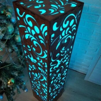 Intra απο ξύλο plywood 3mm-4mm πάχος - Φωτιστικό δαπέδου με σχέδιο λουλούδι Δίασταση 30x30 cm Intraeaxys-67wlw931 - Image 4