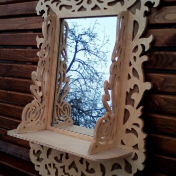 Intra απο ξύλο plywood 3mm-4mm πάχος - Polochka S Zerkalom 330kh470 Δίασταση 30x30 cm Intraeaxys-lop8mk7w - Image 1